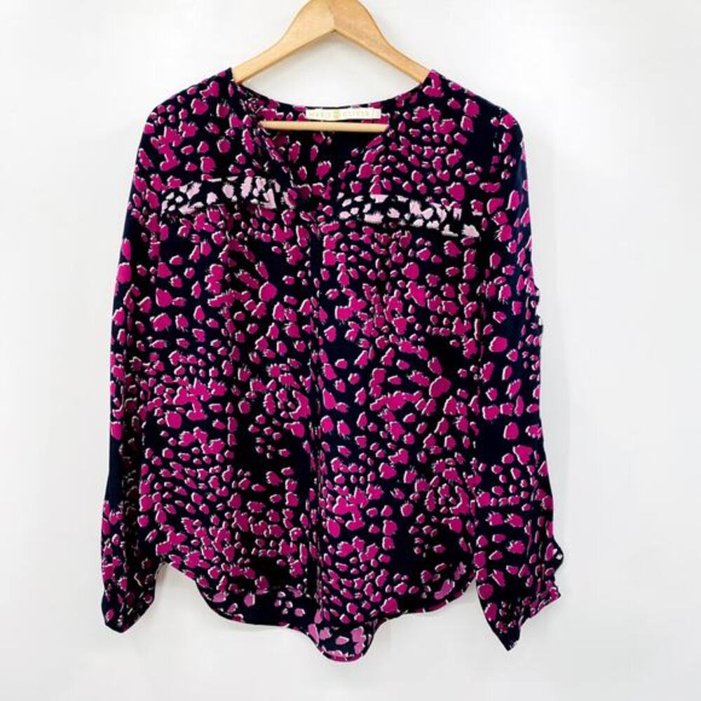 Marie Oliver‎ silk purple spotted blouse